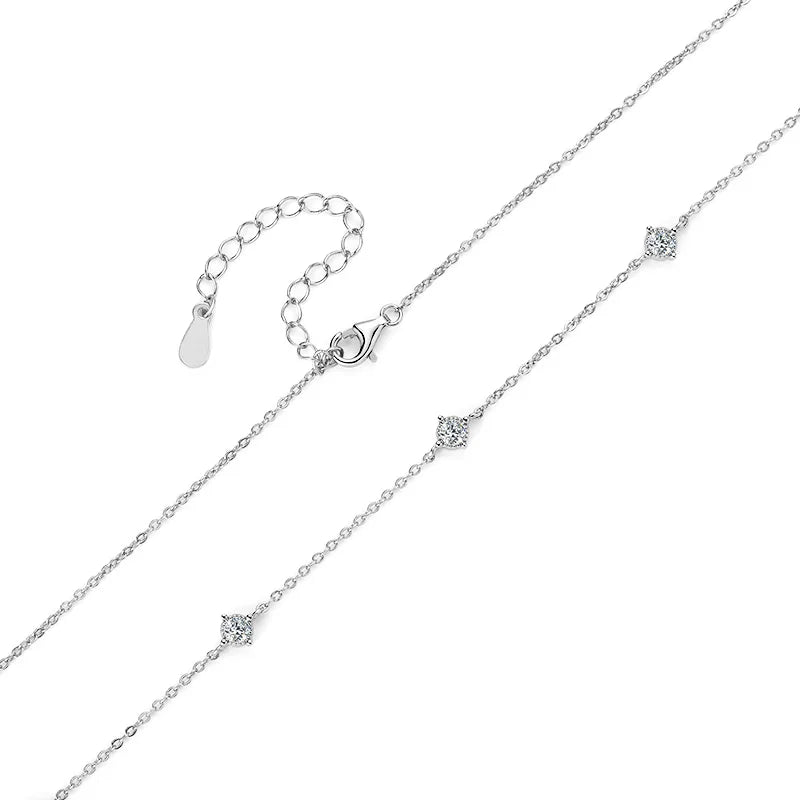 Collar Plata 925 Sterling Silver Choker Necklace For Women Round Cut 3mm Moissanite Necklaces Clavicle Chain Jewellry Gift