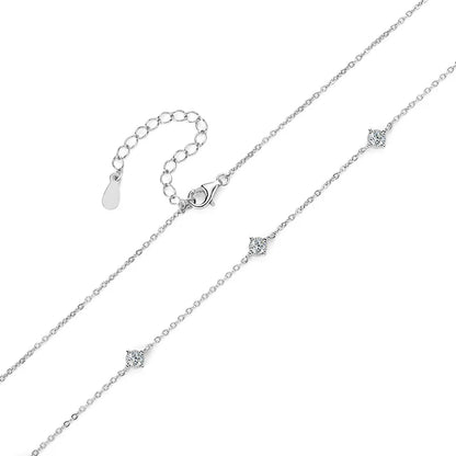 Collar Plata 925 Sterling Silver Choker Necklace For Women Round Cut 3mm Moissanite Necklaces Clavicle Chain Jewellry Gift