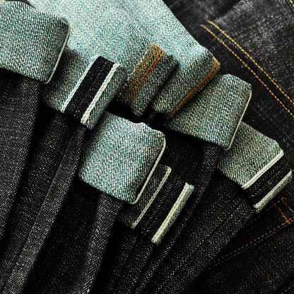 308XX-BO-Wind Jeans for Men Furinkazan Selvedge raw denim Jeans Mens Jeans 66 MODE Fit 16.8 OZ Silver-plated Buttons