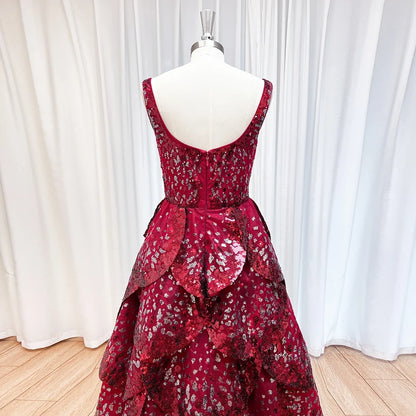 Luxury Sequined Evening Dress Tiered Petal Skirt Formal Prom Gown Customized Robe De Soiree For Women Party 2026