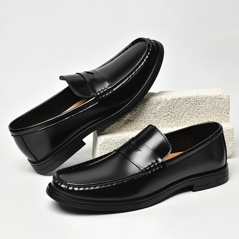 2026 New Men's Patent Leather Penny Loafers Slip On Design Soft Cushion Insole Wear Resistant Sole Business Wedding Party Shoes