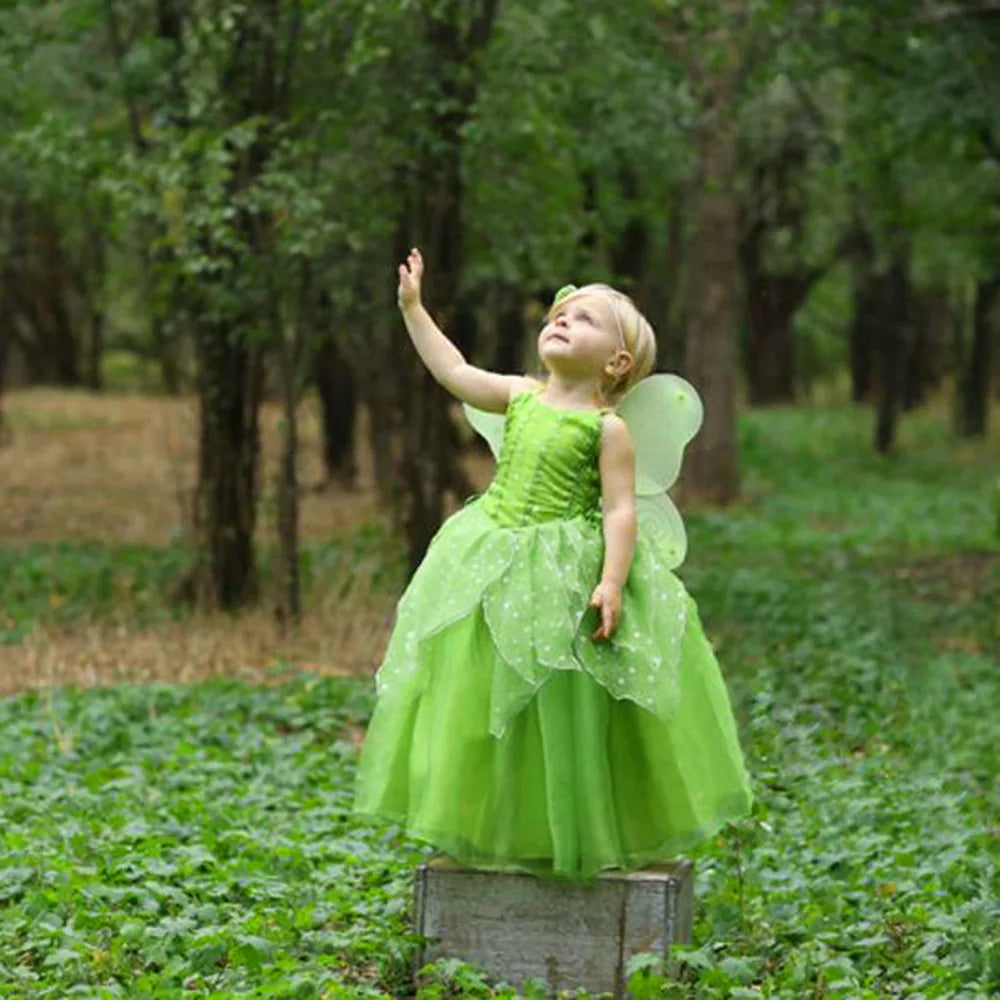 Girls Tinkerbell Fairy Dresses LED Light Up for Girls Costume Kids Cosplay Flower Fairy Princess Clothes Christmas Party Outfit