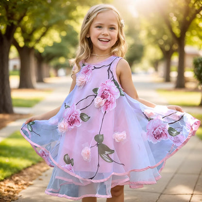 Summer Girls Flower Dress Kids Girl Beach Dresses Chiffon Kids Dresses Floral Teenager Girls Clothes 6 8 10 12 14 Year