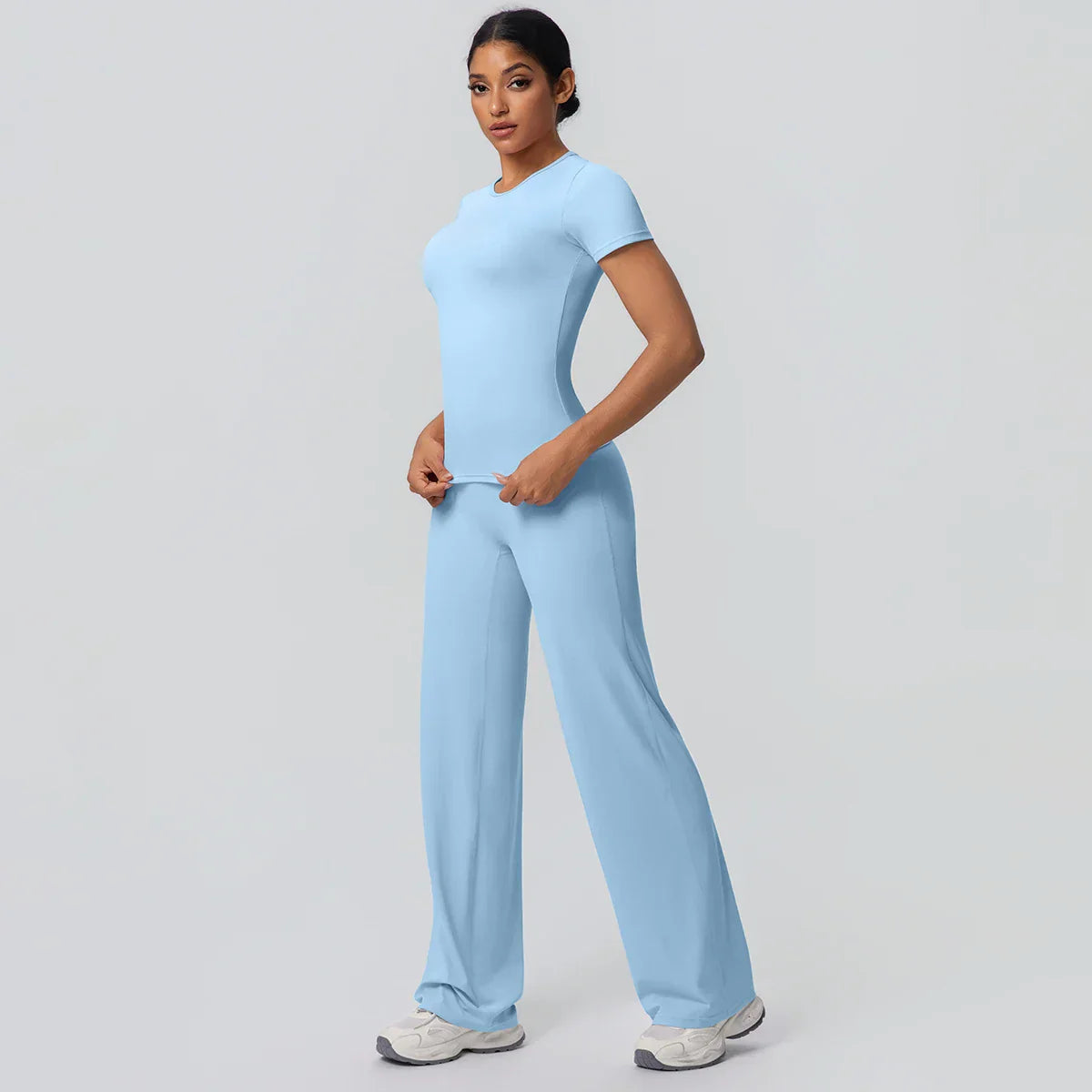 Fitness Sports Workout Yoga Set for Women Naked Feel Slim Casual Workout Top T-Shirt Quick Drying Push Up Running Pants Yoga Set