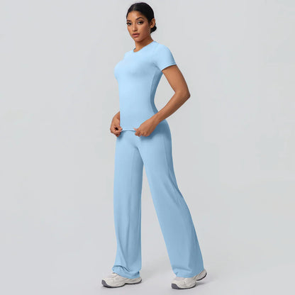 Fitness Sports Workout Yoga Set for Women Naked Feel Slim Casual Workout Top T-Shirt Quick Drying Push Up Running Pants Yoga Set