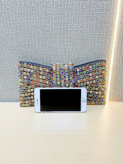 2025 Luxury Bow Design Sequin Dinner Clutches Metal Chain Shoulder Bag Wedding Reception Storage Bag Haute Banquets Evening Bags