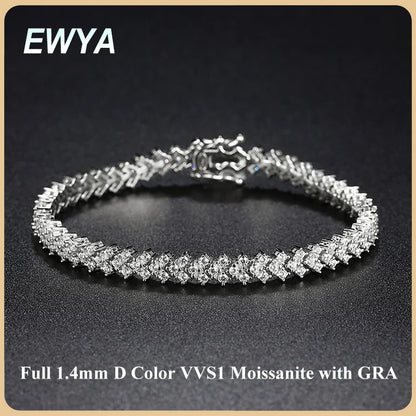 2025 New In Rhombus Shape Full 1.2mm D Color Moissanite Tennis Bracelet For Women 925 Silver Diamond Link Chain Bracelets
