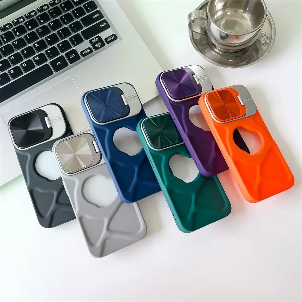 حافظة مغناطيسية بتصميم شعار أنيق لهواتف iPhone 11 12 13 14 15 16 Pro Max Plus، غطاء سيليكون ناعم واقٍ للعدسة قابل للطي مع MagSafe