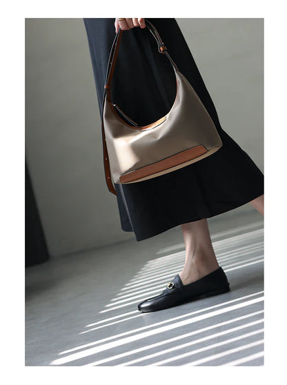 New Arrival Underarm Bag Women Genuine Leather Crossbody Bag Fashion Female Nylon Handbag Luxury Messenger Purses