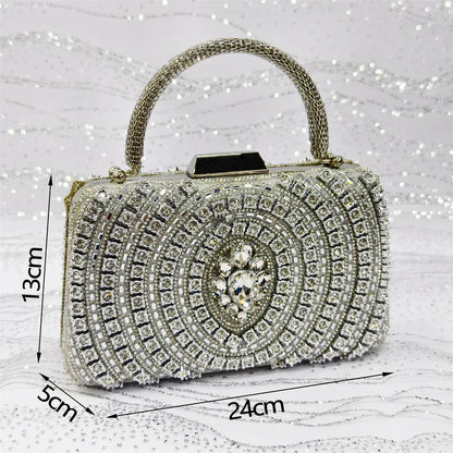 Wome High Heel for Lady 2025 Luxury Designer Orange Color Full Diamond Pointed Toe Wedding Shoe and Bag Set for Party