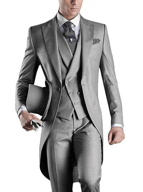Costume Homme 3 Pieces Fashion Tuxedos Groom Wedding Men Suits Tuxedo Terno Masculino De Pour Hommes Blazer (Jacket+Pants+Vest)