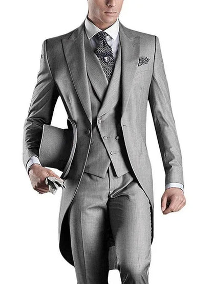 Costume Homme 3 Pieces Fashion Tuxedos Groom Wedding Men Suits Tuxedo Terno Masculino De Pour Hommes Blazer (Jacket+Pants+Vest)