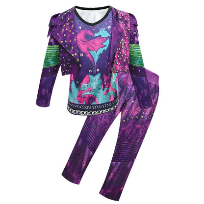 Girls Evie Mal Cosplay Costume D-Descendants 3 Kids Christmas Halloween Clothing Uniform + Wig Sets Children Party Birthday Gift