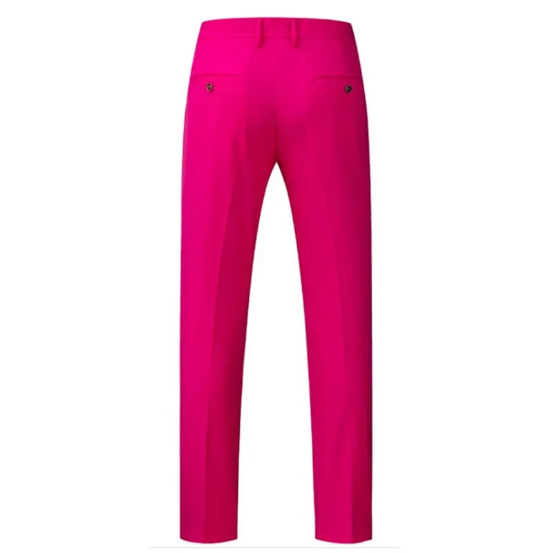 New Men Solid Colour Formal Suit Pants Black / Red / Royal Blue Homme Wedding Office Social Slim Fit Trousers