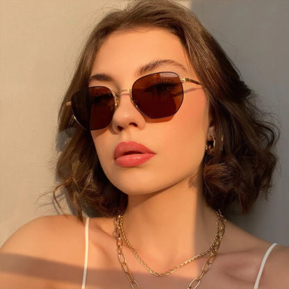 Hexagon Polarized Retro Sunglasses for Men Women-Vintage Metal Frame Design UV Protection Trendy Fashion Shades