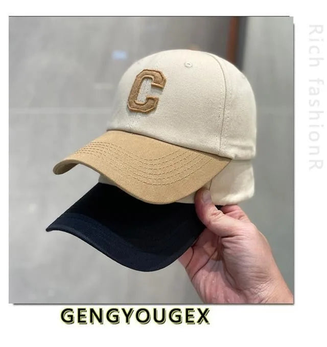 Letter C Baseball Cap for Women and Men Hat  Summer Sun Hats Outdoor Sports Travels Baseball Hat Adjustable