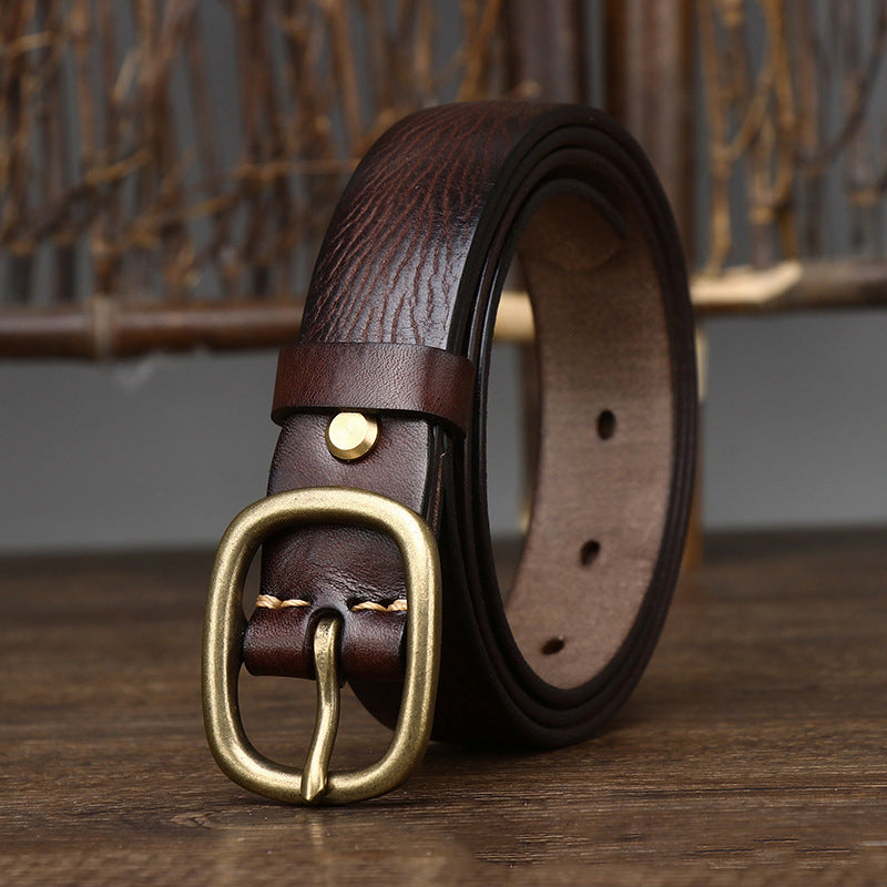 2.8CM Ladies Thick Cowhide Copper Buckle Genuine Leather Jeans Belt Women High Quality Retro Luxury Cintos Female Waistband