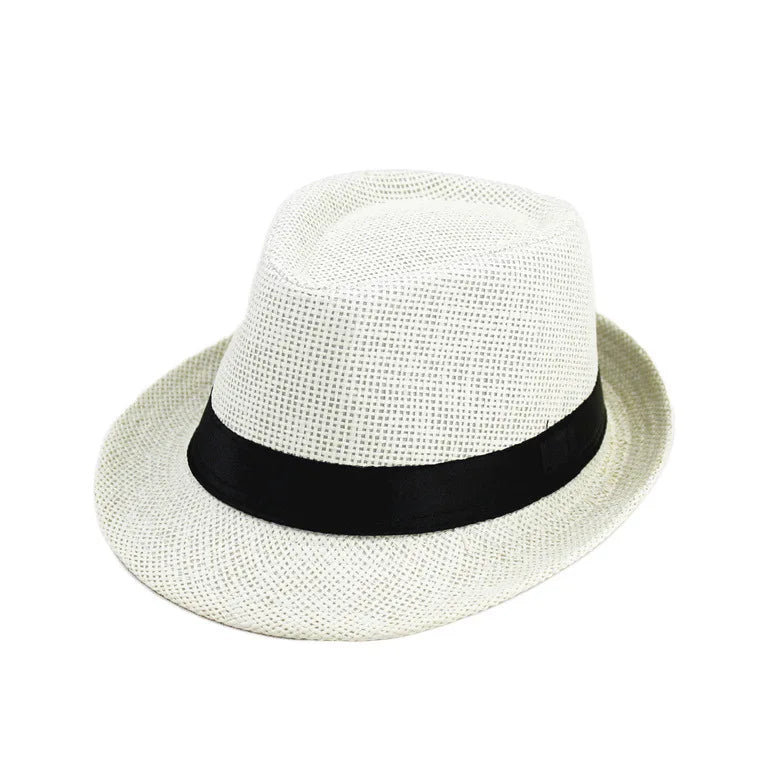 Summer Fedoras for Men Middle old aged Cap Linen Panama Solid  Jazz Hat Cowboy  Men's Women's  British Party Sun Hat