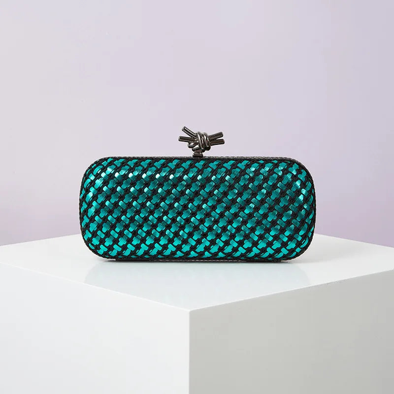 Hand Woven Clutch Purse Luxury For Women 2025 New High Grade Party Wedding Prom Mixed Colors Evening Bag Elegant Trend Chain Bag