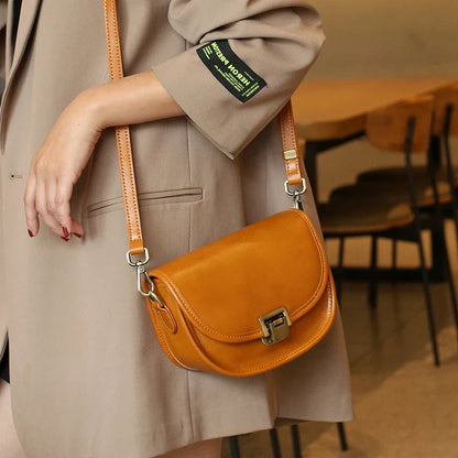 New Style Genuine Leather Women's Small Bag Vegetable Tanned Cow Leather Single Shoulder Bag Lady Popular Messenger Purse