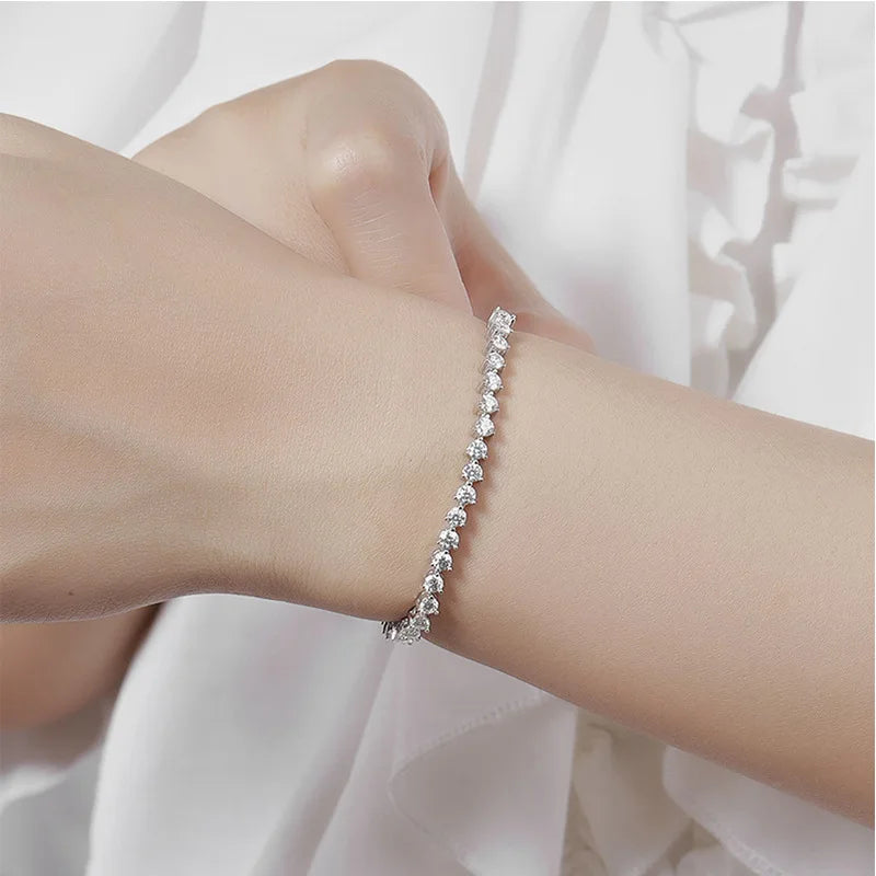 3 Claw 2.5/3mm Full D Color Moissanite Diamond Tennis Bracelet Hidden Buckle for Women Man 925 Silver Link Chain Bracelets