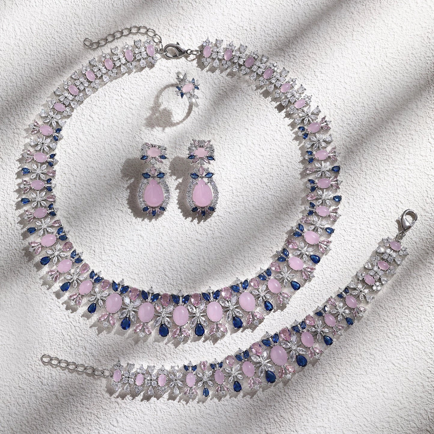 2023 New Fashion 4-Piece Turquoise Dubai Women's Wedding Jewelry Set Nigeria Africa Necklace Earring Set