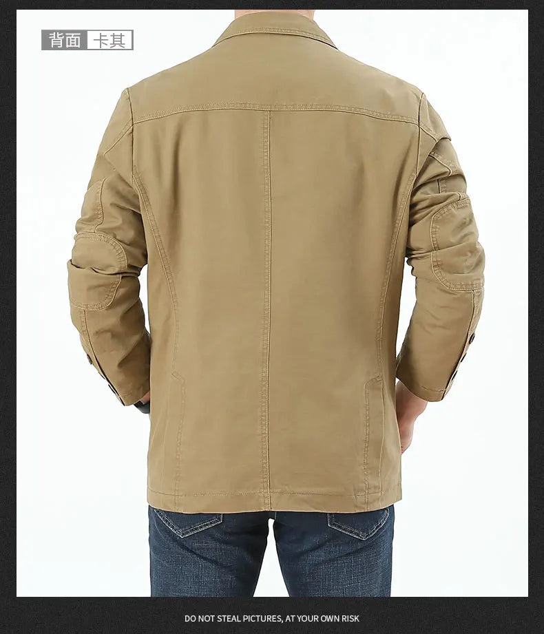 Men Blazer Middle-aged Loose Men Fashion Business British Style Casual Suit Three Button Cotton Casual Clothes Single West Coat