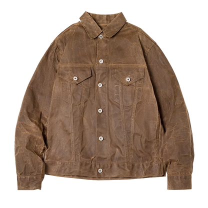 Retro Heavyweight Canvas Oil Waxed Jacket Cotton Waterproof Hunting Coat Male Spring Khaki Casual Work Safari Style Jacket