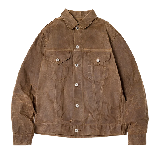 Retro Heavyweight Canvas Oil Waxed Jacket Cotton Waterproof Hunting Coat Male Spring Khaki Casual Work Safari Style Jacket