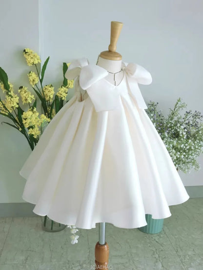 Teen Girl Clothes 2026 White Girls Host Dress Children Gown Costume Kids Summer Performance Outfit Birthday Party Princess Tutu