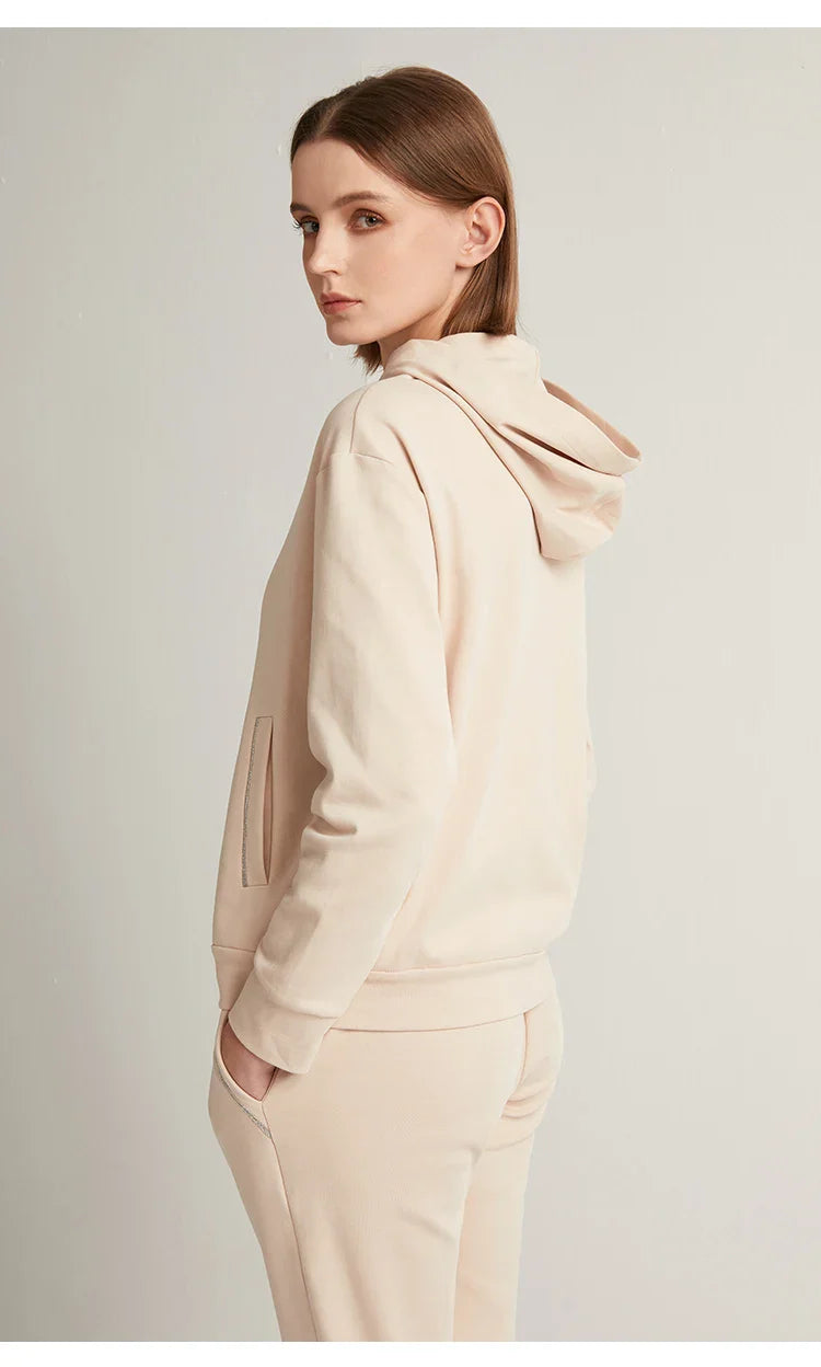 K1071W In Stock High Quality 100% Combed Cotton Zip Woman Cotton Hoodi Cropped Manufacturers Hoodies Women Sweatshirt Clothing