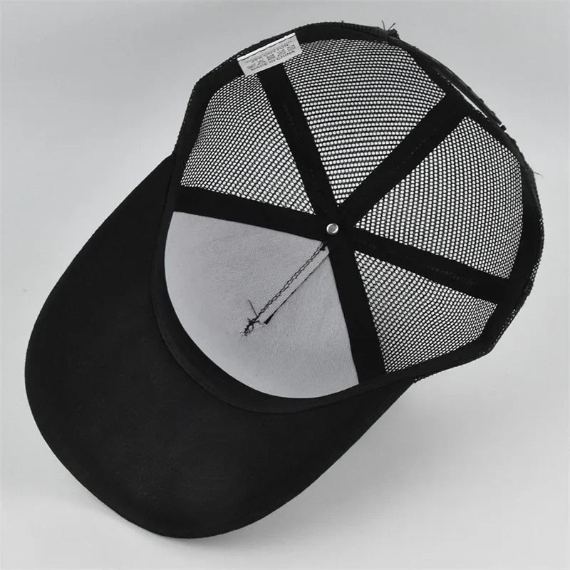 High Quality Fishing Embroidery Baseball Cap for Men Women Outdoor Fishing Snapback Mesh Hat Breathable Sunshade Dad Trucker Hat