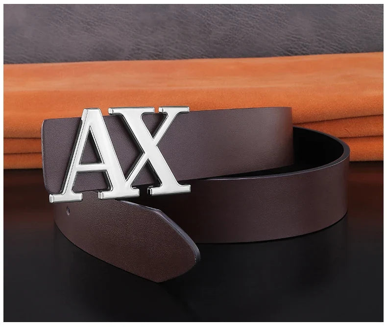 HigFashion Personality Buckle A Letter Belt Men's Leather Waistband Designer Luxury Brand Belts Casual Black Cowskin Waist Strap