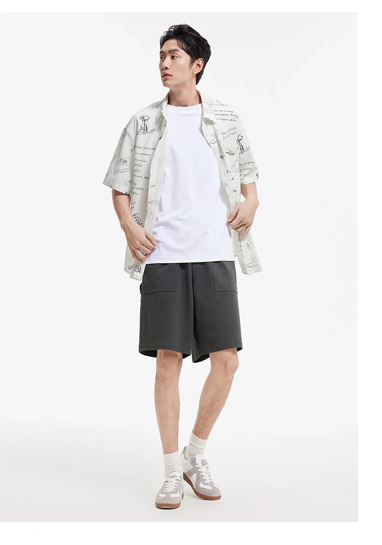 Men Pants Pineapple Texture Lumber Workwear Loose Straight Knit 2026 Summer Casual Style Soft Comfy Daily Top