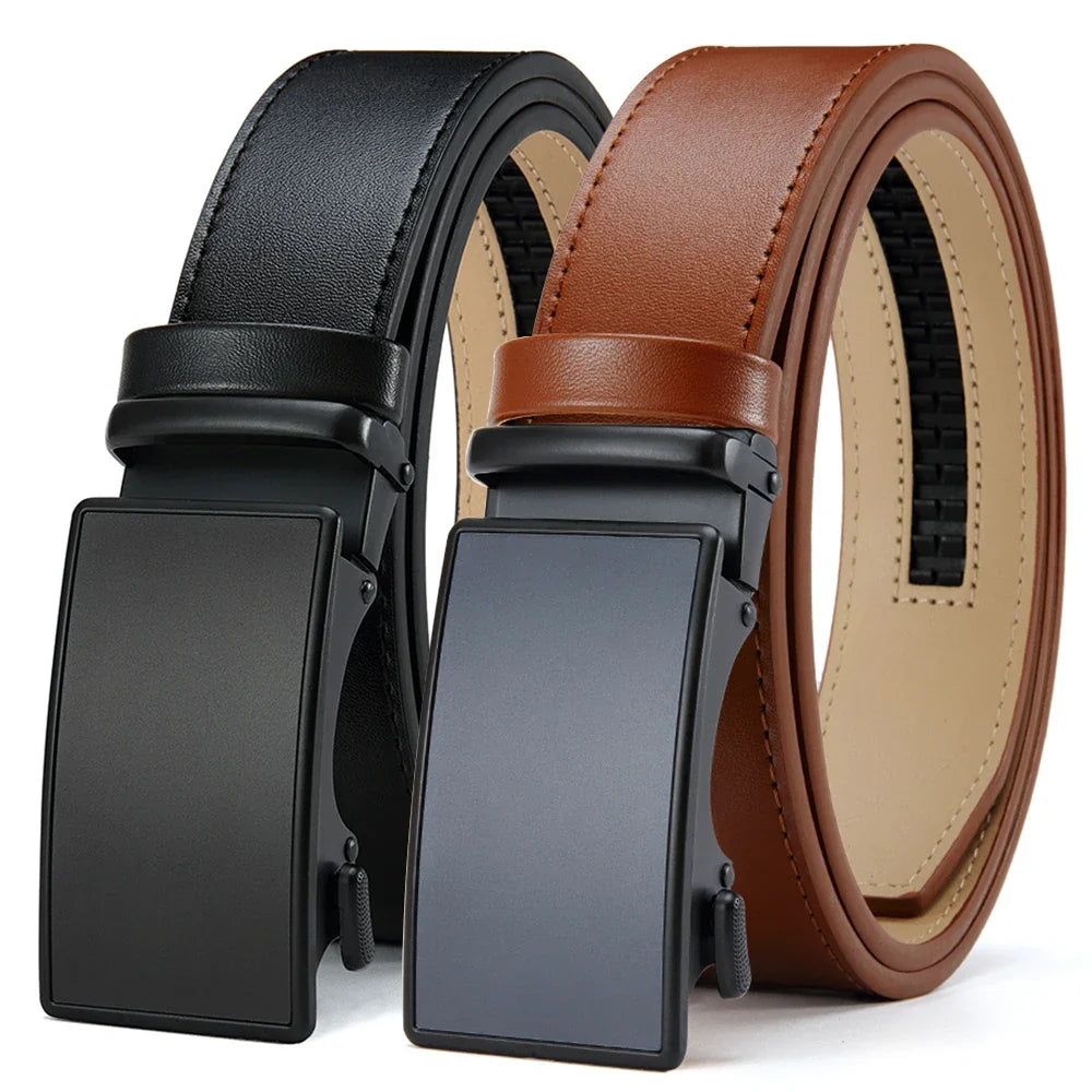 Metal Sand Surface Automatic Film Buckle, High-quality Cowhide Men's Premium Business Waist Belt/belt, Color Optional