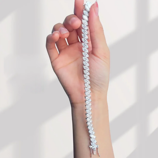 Bracelets de tennis en moissanite taille marquise de 0,5 carat pour femmes et hommes, en argent 925 plaqué or 18 carats, avec diamant de laboratoire et certificat