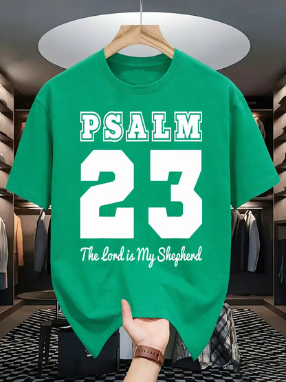 Psalm Number 23 Printing T-Shirt Men Cotton Crewneck T Shirts Summer Loose Basics Clothing Fashion Unisex Retro Short Sleeve