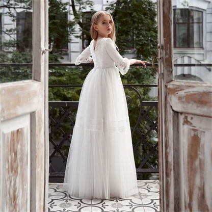 First Communion Dresses Lace High-waisted Flower Girl Bridesmaid Princess Dress Wedding Party Dream Kids Gift