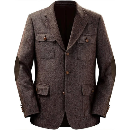 Men's Herringbone Hunting Jacket Casual 4 Pockets Fashion Design Vintage Tweed Blazers Blazer Single Breasted Comfortable Work