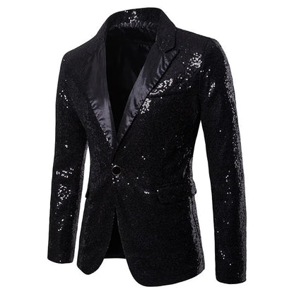 High End Men's Gold Sequin Suit European and American Hosting Performance Dress Korean Version Slim Fit Studio Suit Jacket