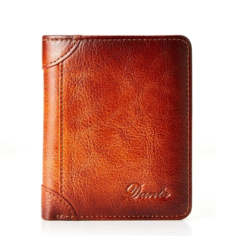 Portefeuille en cuir véritable pour hommes, deux sacs pliants, porte-cartes RFID, portefeuille pour hommes, portefeuilles de luxe de haute qualité, carrés