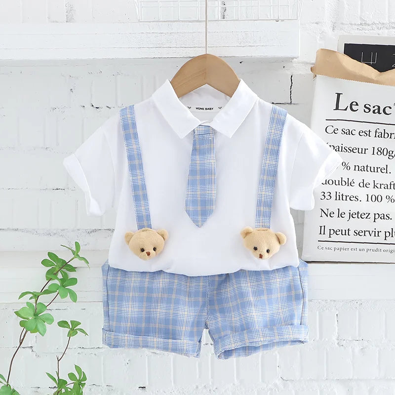 Summer Kids Clothes Set for Boys Girls Patchwork T-Shirt Shorts 2Pcs Suit Toddler Baby Clothing Infant Outfit for Ages 1-5 Years