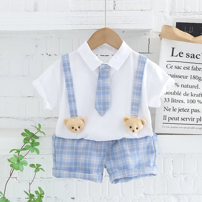 Summer Kids Clothes Set for Boys Girls Patchwork T-Shirt Shorts 2Pcs Suit Toddler Baby Clothing Infant Outfit for Ages 1-5 Years