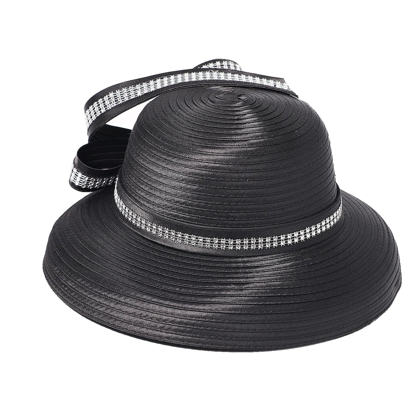 Elegant Cloth Top Hats For Women Cocktail Tea Party Dress Derby Cap Ladies Flower Wide Brim Church Fedora Black Cloche Hats