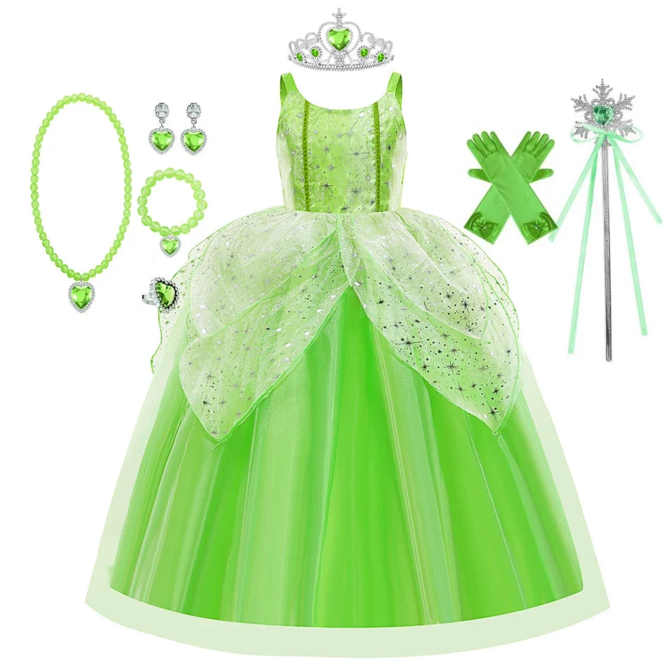 Girls Flower Fairy Dress Up Kids Princess Dress With Wings Halloween Princess Costume Elves Party Tinkerbell Tinker Bell Dress