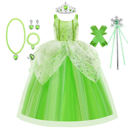 Girls Flower Fairy Dress Up Kids Princess Dress With Wings Halloween Princess Costume Elves Party Tinkerbell Tinker Bell Dress