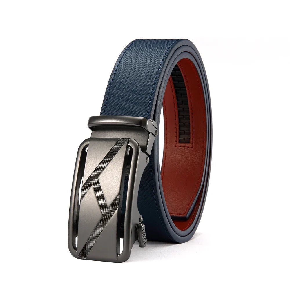 Mens Belt Genuine Leather Luxury Belt Metal Automatic Alloy Buckle Fashion Ratchet Belts for Men Cowhide High Quality Belt