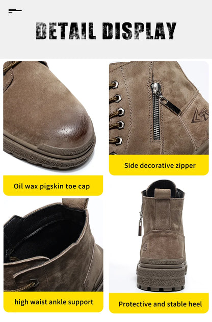 Latest 2024 Fashion Pig Skin Anti Scald Welding Shoes Indestructible Steel Toe Cap Nail Proof Men Safety Work Boots Sneakers