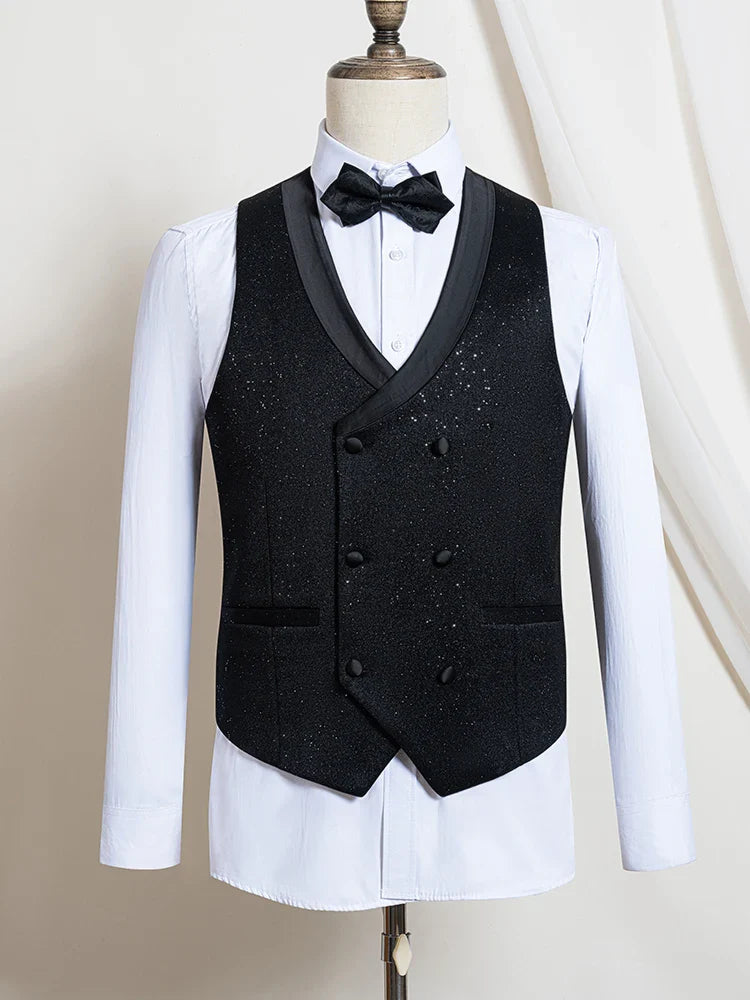 Luxury Man Suits High Quality 3 Pieces Littering Rhinestone Embellishment Wedding Dress Shining Flash Diamond Tuxedo Dinner Suit