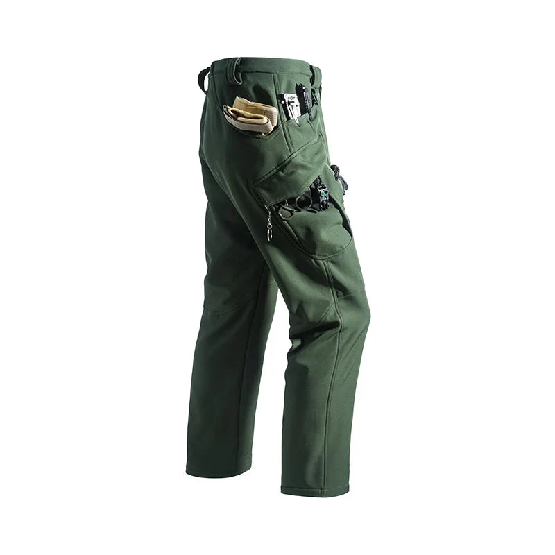 Men's Autumn Winter SoftShell Fleece Jackets Male Hood Windproof Coat Fishing Hiking Camping Climbing Skiing Warm Pants Trousers